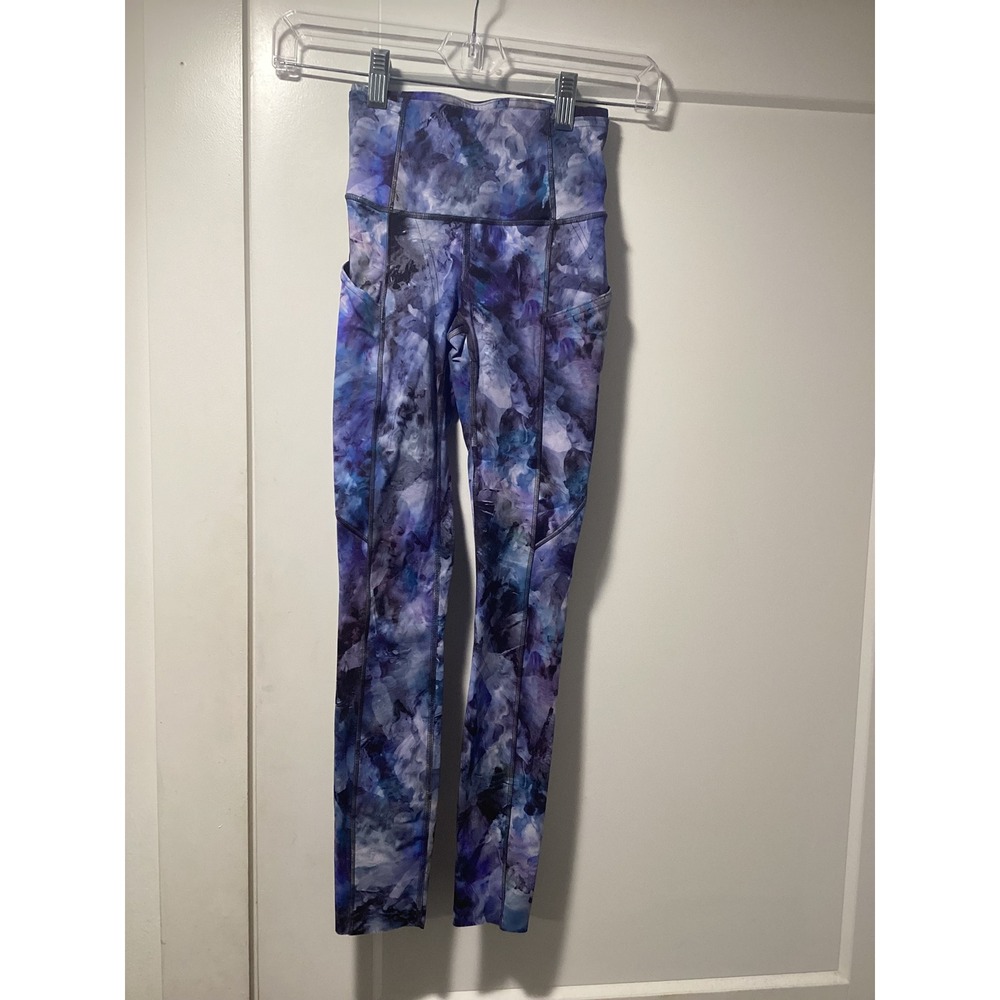NWOT Lululemon Fast and Free High-Rise Tight Nulux Purple Abstract Floral Size 0